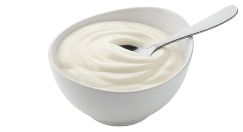 Isolated Bowl of Yogurt with Spoon