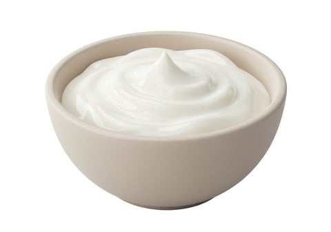Isolated Bowl of Creamy White Yogurt
