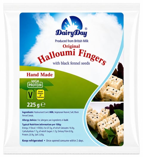 DairyDay Halloumi Fingers package with black fennel seeds, 225g
