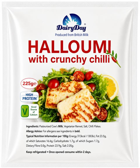 DairyDay halloumi with crunchy chilli package, 225g